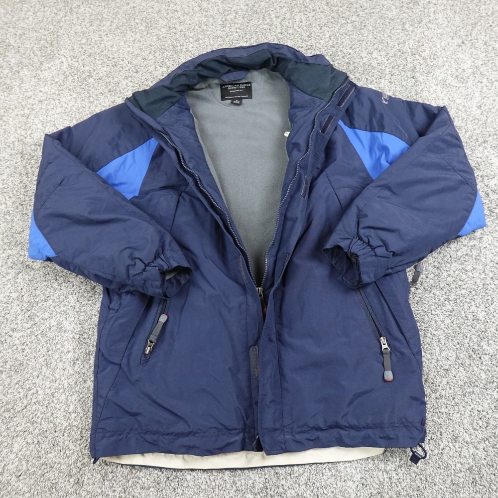 VTG American Eagle Jacket Mens S Blue Fleece Lined Insulated Bomber Coat 90s Y2K